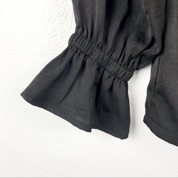 Banana Republic Long Sleeve Gathered Top Black Size S - Picture 3 of 5